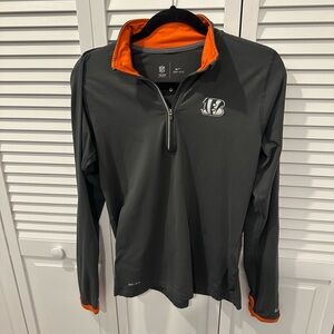 Vintage Nike NFL Bengals Quarter-Zip Pullover Jacket - Grey/Orange